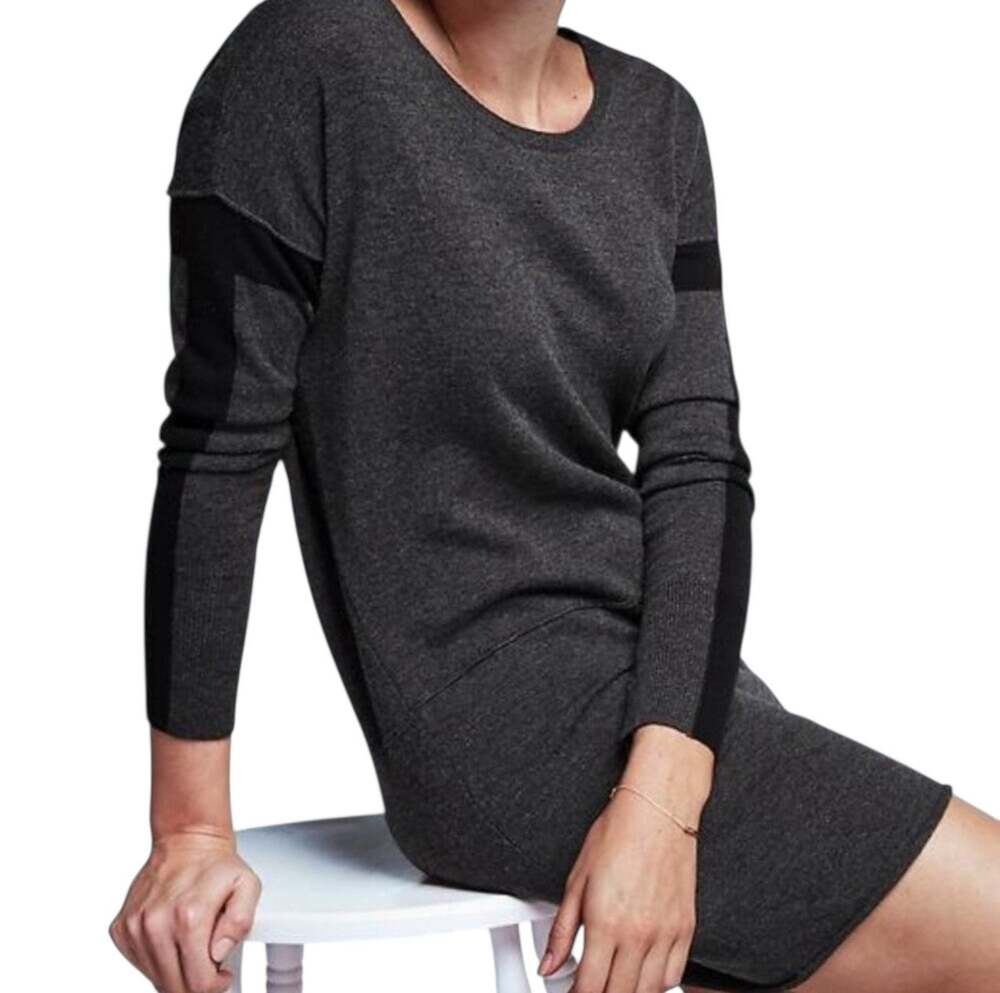 Athleta Azalia Gray Merino Wool Knit Long Sleeve Dress Size Small S